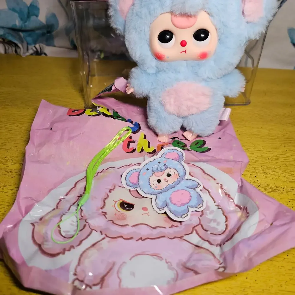 Baby Three Animal Party OPENED Elephant Plush 360 Boba Eyes Pink Hair Pouting